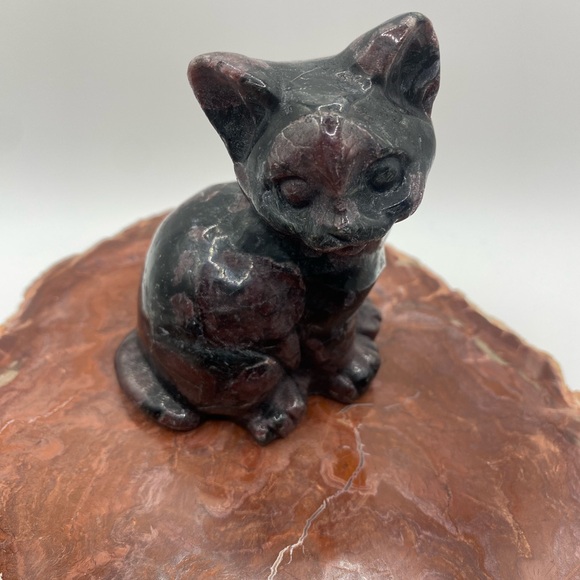 Garnet in Astrophyllite Cat carving - Picture 7 of 10
